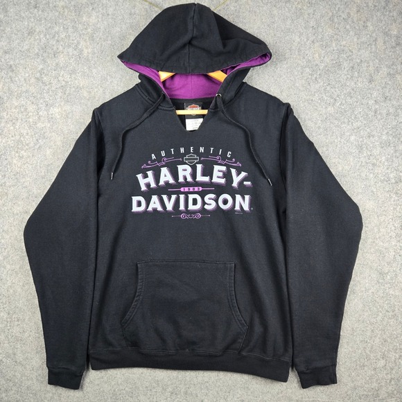 Harley-Davidson Tops - Harley-Davidson Hoodie Womens Medium Black Purple Panama City Beach Biker Y2K